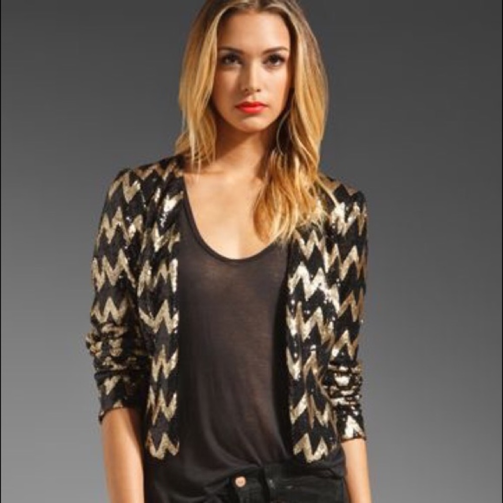 Zig Zag Sequin Gold Jacket